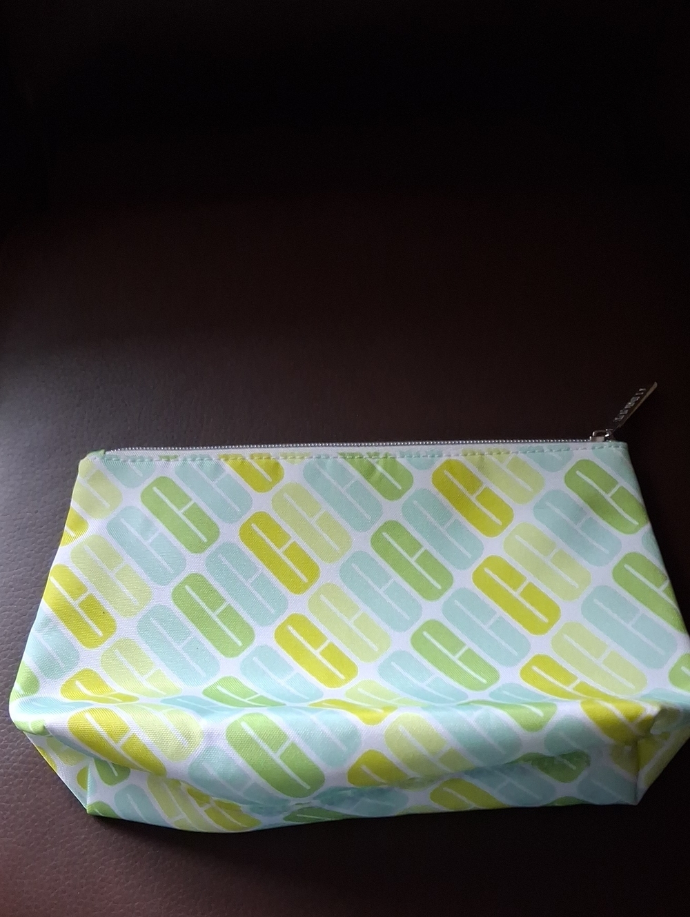 Clinique Zip Cosmetic Pouch in Mint Green and Yellow